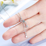 Micro CZ Moon Star Tassels Pendant Silver Necklace Gift S-N239