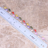Multicolor Multigem Silver Plated Link Chain Bracelet 7 - 8 inch