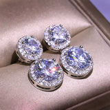 Dazzling Round Earrings Silver Plate Daily Wearable Accessories
