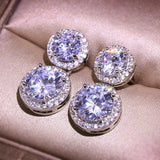 Dazzling Round Earrings Silver Plate Daily Wearable Accessories