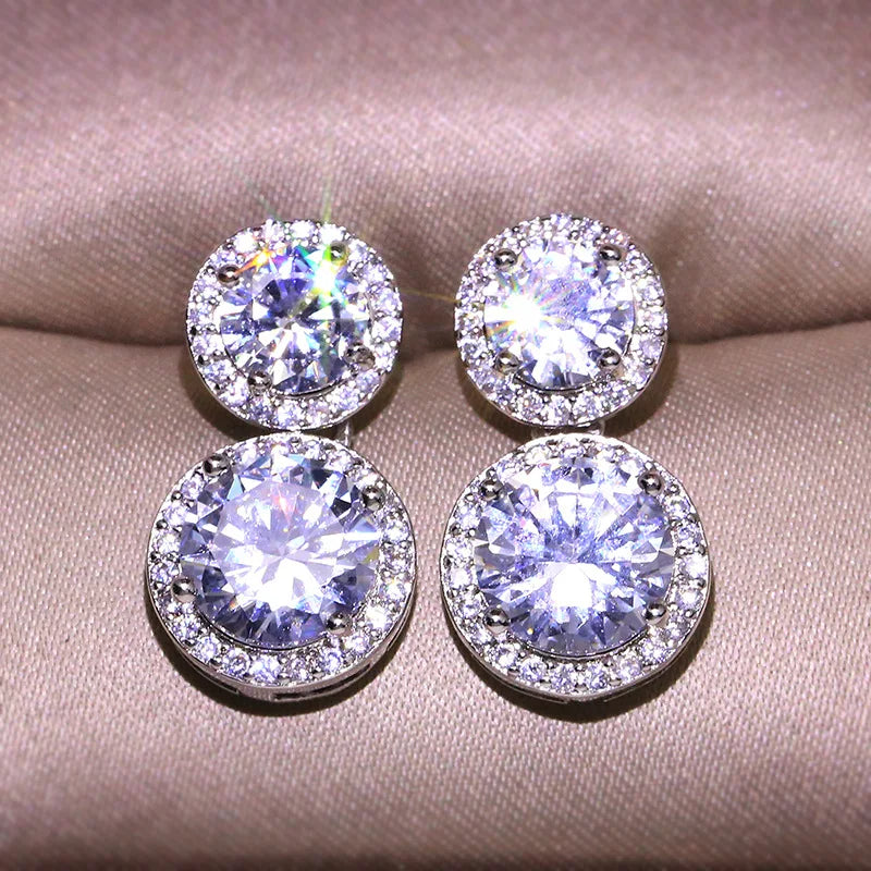Dazzling Round Earrings Silver Plate Daily Wearable Accessories