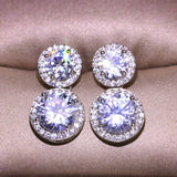 Dazzling Round Earrings Silver Plate Daily Wearable Accessories