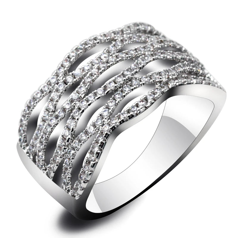 Zircon Stone Geometry Punk Ring for Women