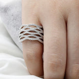 Zircon Stone Geometry Punk Ring for Women