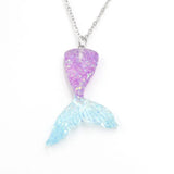 Gradient Mermaid Necklace Stainless Steel Pendant Halloween
