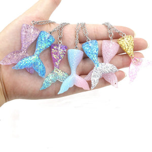 Gradient Mermaid Necklace Stainless Steel Pendant Halloween