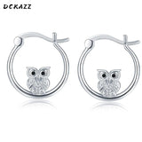 Owl Hoop Earrings Silver Plated Circle Earring Women Wedding Jewelry