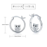 Owl Hoop Earrings Silver Plated Circle Earring Women Wedding Jewelry