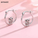 Owl Hoop Earrings Silver Plated Circle Earring Women Wedding Jewelry