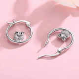 Owl Hoop Earrings Silver Plated Circle Earring Women Wedding Jewelry