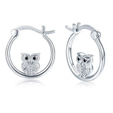 Owl Hoop Earrings Silver Plated Circle Earring Women Wedding Jewelry