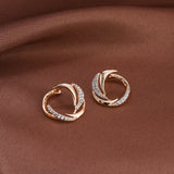 Copper Earrings Zircon Crystal 585 Rose Stud Earring for Women