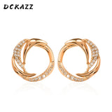 Copper Earrings Zircon Crystal 585 Rose Stud Earring for Women