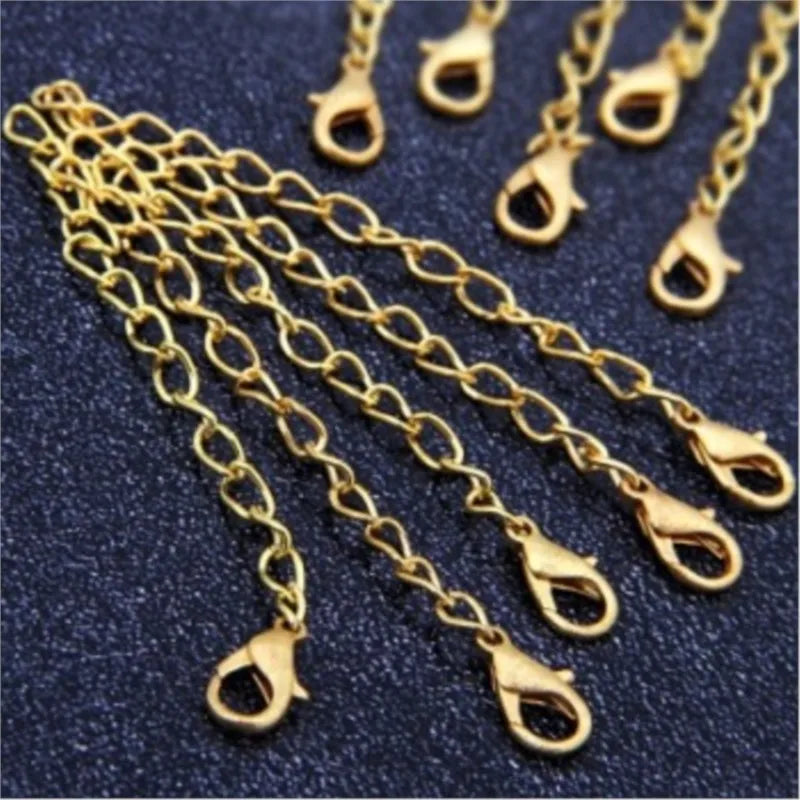100pcs Gold Extender Extension Chain w/ Lobster Clasp for Necklace, Bracelet