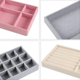 Organizador de joyas de terciopelo gris con caj?n