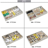 Organizador de joyas de terciopelo gris con caj?n