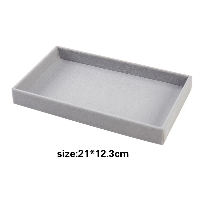 Organizador de joyas de terciopelo gris con caj?n