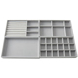 Organizador de joyas de terciopelo gris con caj?n