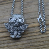 Skull Moth Butterfly Necklace Halloween Gift
