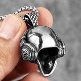 Death Rock Headphone Skull Stainless Steel Men Necklaces Pendant