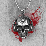 Death Rock Headphone Skull Stainless Steel Men Necklaces Pendant
