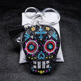 Skull Skeleton Key Ring Tassel Bag Accessory Crystal Rhinestone Alloy Keychain