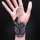 Skull Skeleton Key Ring Tassel Bag Accessory Crystal Rhinestone Alloy Keychain
