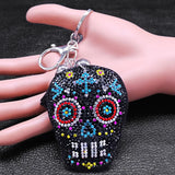 Skull Skeleton Key Ring Tassel Bag Accessory Crystal Rhinestone Alloy Keychain