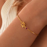 Zircon Birthstone Charm Bracelet Stainless Steel Jewelry Gift
