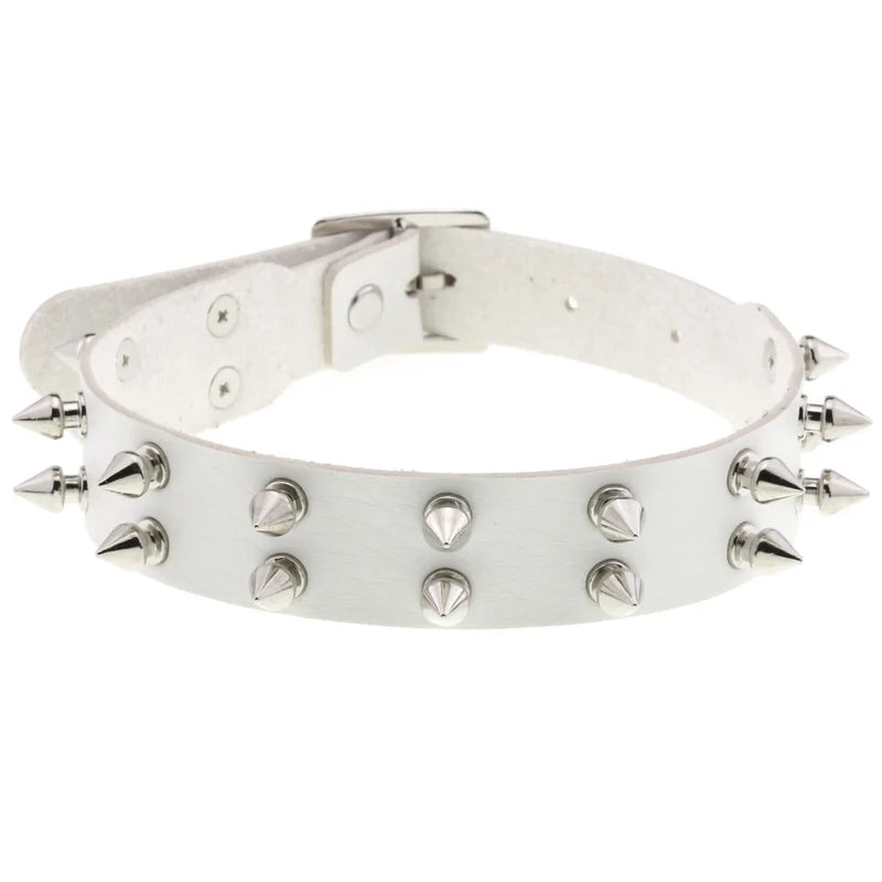 Spiked Leather Choker Collar For Girl Goth Necklace Punk Chocker Egirl
