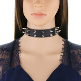 Spiked Leather Choker Collar For Girl Goth Necklace Punk Chocker Egirl