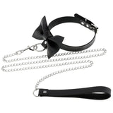 Sexy Punk Choker Collar Leather Bondage Bowknot Leash Goth Jewelry