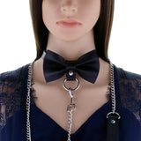 Sexy Punk Choker Collar Leather Bondage Bowknot Leash Goth Jewelry