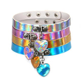 Adjustable Peach Heart Laser Collar Punk Gothic Leather Choker