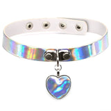 Adjustable Peach Heart Laser Collar Punk Gothic Leather Choker