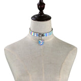 Adjustable Peach Heart Laser Collar Punk Gothic Leather Choker