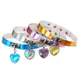 Adjustable Peach Heart Laser Collar Punk Gothic Leather Choker