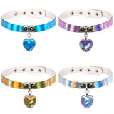 Adjustable Peach Heart Laser Collar Punk Gothic Leather Choker