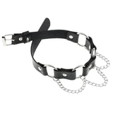 Round PU Leather Choker Collar Punk Goth Chain Necklace