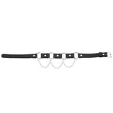 Round PU Leather Choker Collar Punk Goth Chain Necklace