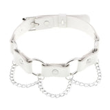 Round PU Leather Choker Collar Punk Goth Chain Necklace