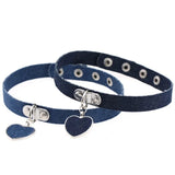 Denim Heart Pendant Choker Necklace For Women