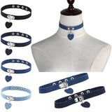 Denim Heart Pendant Choker Necklace For Women