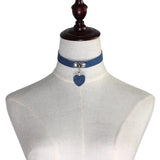 Denim Heart Pendant Choker Necklace For Women