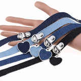 Denim Heart Pendant Choker Necklace For Women