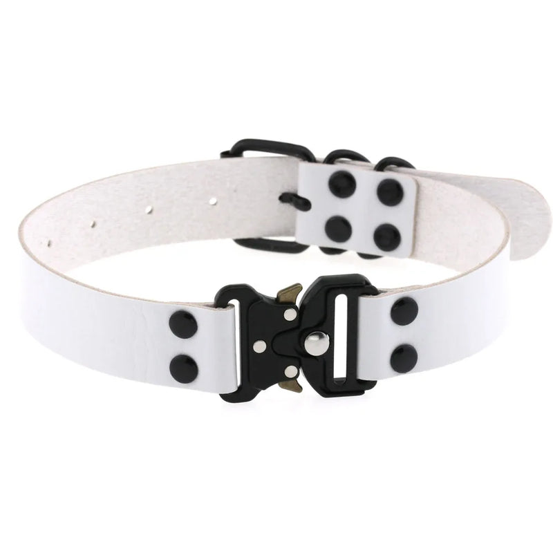 Clavicle Necktie Choker Necklace PU Leather Spike Neck Buckle Collar