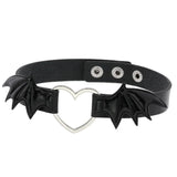 Wings Leather Choker Necklace Goth Heart Chocker Gothic Statement Necklace