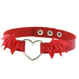 Wings Leather Choker Necklace Goth Heart Chocker Gothic Statement Necklace