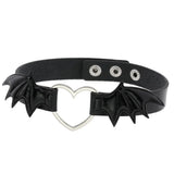 Wings Leather Choker Necklace Goth Heart Chocker Gothic Statement Necklace