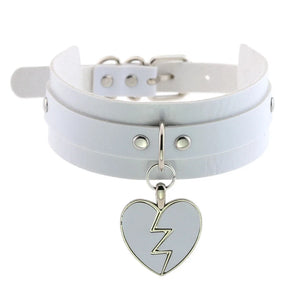 Egirl Red PU Leather Broken Heart Choker Necklace